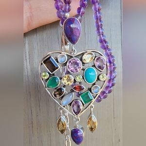 Nicky Butler NB Sterling Heart RAJ Collection Turquoise Pendant #15/750 Necklace